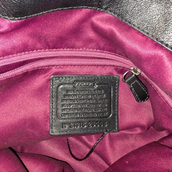 Coach Women's Black Circle Pattern Leather Hobo Bag - Picture 5 of 6